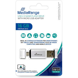 Memoria USB OTG MEDIARANGE nano 16GB con microUSB doble conector USB 2.0 y microUSB *