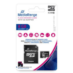 Tarjeta memoria microSDHC MEDIARANGE 8GB Class 10 con adaptador a SD