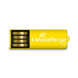Memoria USB MEDIARANGE nano paper clip 16GB flash drive USB 2.0, pequeña 36x12x4mm, amarilla