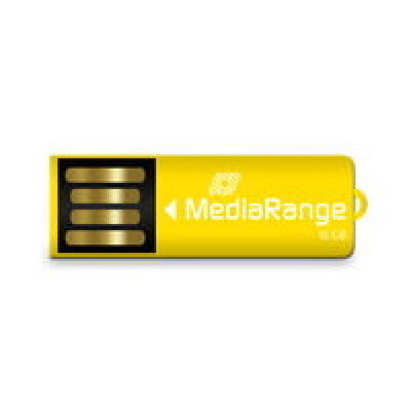 Memoria USB MEDIARANGE nano paper clip 16GB flash drive USB 2.0, pequeña 36x12x4mm, amarilla