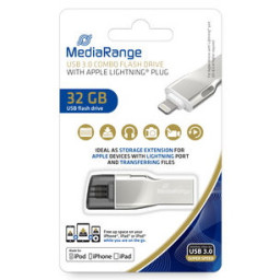 Memoria USB OTG MEDIARANGE combo 32GB con Apple Lightning y USB 3.0 - 2 conectores -ordenador iOS