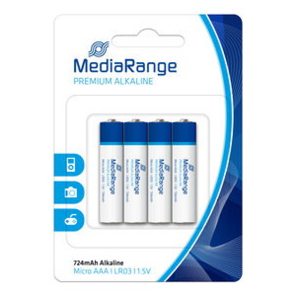 (4) Pilas MEDIARANGE AAA LR03 1.5V alcalinas premium (blister de 4 pilas)