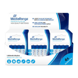 42 packs de (4) Pilas MEDIARANGE AA LR06 1.5V premium - expositor gratis para pedido 42 packs