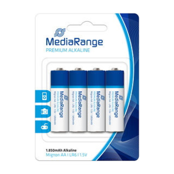 (4) Pilas MEDIARANGE AA LR06 1.5V alcalinas premium (blister de 4 pilas)