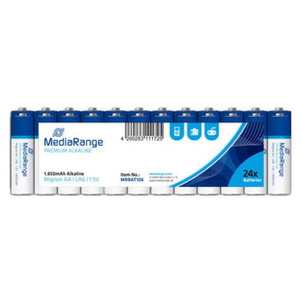 (24) Pilas MEDIARANGE AA LR06 1.5V alcalinas premium (blister de 24 pilas)