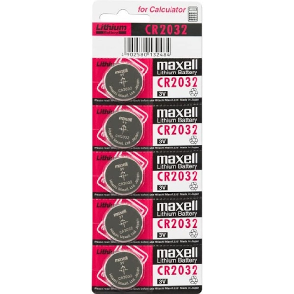 (5) Pila MAXELL CR2032 botón Litio 3v Blister (Tasa incluida)