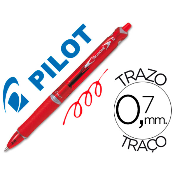 Bolígrafo PILOT Acroball retráctil tinta aceite rojo