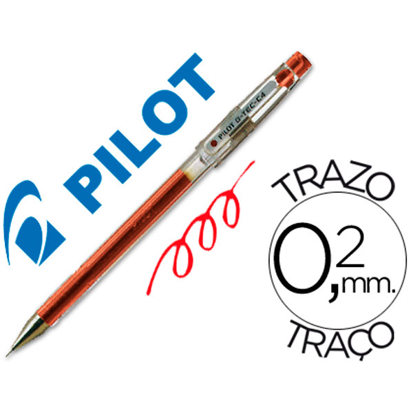 Bolígrafo punta aguja PILOT G-TEC C4 rojo tinta de gel. 0,4mm. Fino y preciso.