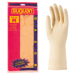 Par de guantes SUGUAN de menaje talla M mediana satinados, latex natural, para fregar (G117/1)