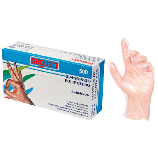 (500) Guantes de polietileno SUGUAN protección básica a corto plazo (GP500)