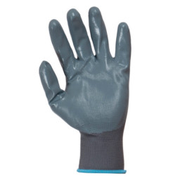 Par de guantes de soporte prof. LUNA de poliéster c/palma de nitrilo, almacenes, talla S (GNY1)