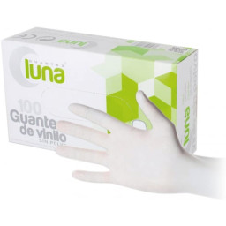 (100) Guantes de vinilo sin polvo talla L uso único, protección bacterias/antivirus COVID