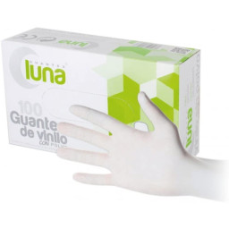(100) Guantes de vinilo con polvo talla S uso único, protección bacterias/antivirus COVID