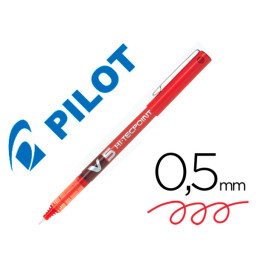 Rotulador punta aguja PILOT V-5 rojo 0,5 mm punta 0,3mm. Roller ball pen. (BX-V5)