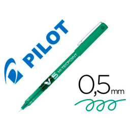 Rotulador punta aguja PILOT V-5 verde 0,5 mm punta 0,3mm. Roller ball pen. (BX-V5)