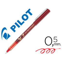 Rotulador punta aguja PILOT V-7 rojo 0,7 mm  punta 0,5mm. Roller ball pen. (BX-V7)