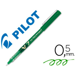 Rotulador punta aguja PILOT V-7 0,7 mm verde punta 0,5mm. Roller ball pen. (BX-V5)