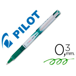 Rotulador PILOT Roller V-Ball Grip verde tinta GEL borrable. Punta 0,7mm. Trazo 0,4mm.