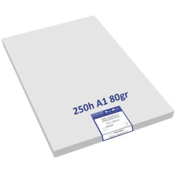 Papel plotter 250 hojas sueltas blanco opaco 80gr tamaño A2 594x420mm Papel plotter 250 hojas sueltas blanco opaco 80gr tamaño A2 594x420mm