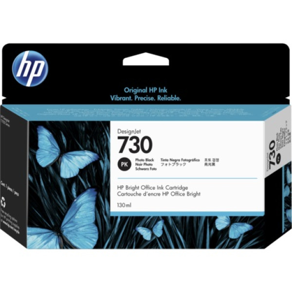 C.t. HP #730 130ml negro foto Designjet T1600 T1700 T2600 capac.estándar