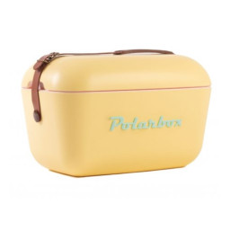 PolarBox Pop cooler 12L yellow (PLB12/A/VPOP) color amarillo, diseño retro, con asa de piel