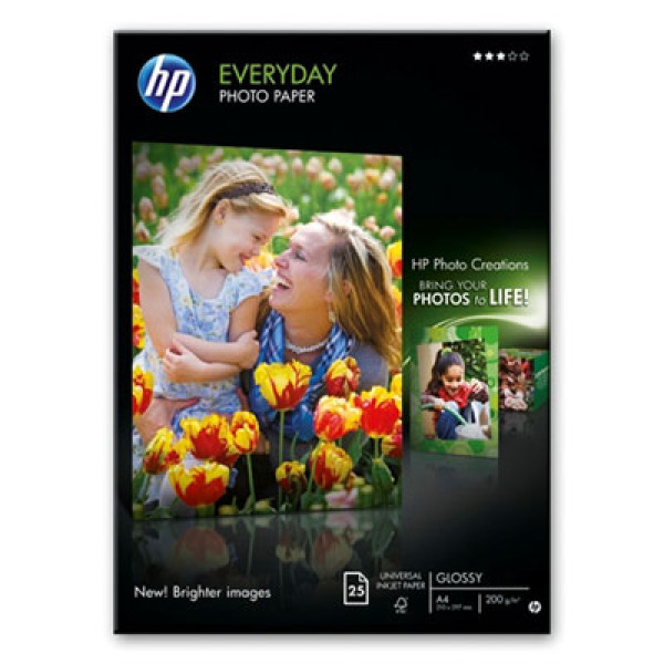 Papel HP fotog.25A4 Everyday Photo Gloss uso diario 200gr