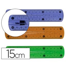 Regla plástico LIDERPAPEL flexible 15cm colores surtidos