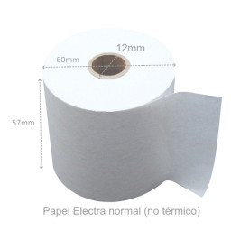 Rollo papel Electra 57mm x 60mm x 12mm ancho x diámetro x mandril