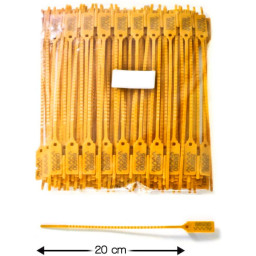 (100) precintos de seguridad para transporte plástico 20cm, numeración secuencial, amarillo