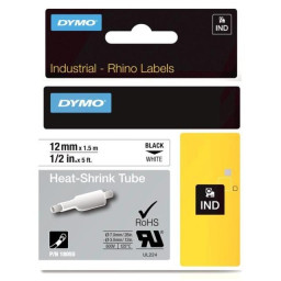 C. 12mm DYMO Rhino Industrial Black/White 1,5m. Heat-Shrink tube (tubo retráctil) (18055)