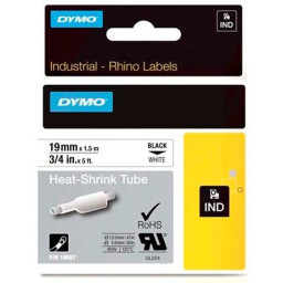 C. 19mm DYMO Rhino Industrial Black on White 1,5m. Heat-Shrink tube (tubo retráctil) (32825)