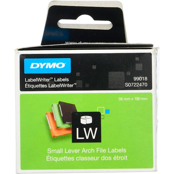 (1) Rollo etiq. DYMO LW papel blanco 38x190mm 110et. para lomo archivadores (99018)