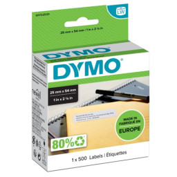 (1) Rollo etiq. DYMO LabelWriter papel blanco 25x54mm 1r.x500et. remitente (11352)
