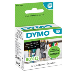 (1) Rollo etiq. DYMO LabelWriter papel blanco 24x12mm 1r.x1000et. multifunción pequeña (11353)