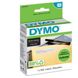 (1) Rollo etiq. DYMO LabelWriter papel blanco 19x51mm 1r.x500et. multif. larga (11355)