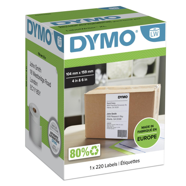 Et. DYMO LabelWriter 4XL: 104x159mm, 220et. Negro sobre blanco Et. DYMO LabelWriter 4XL: 104x159mm, 220et. Negro sobre blanco