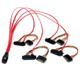 Cable interno SAS SFF-8087 a 4xSFF-8482 50cm 4 unidades SATA datos + corriente (rojo)