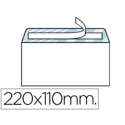 (500) Sobres LIDERPAPEL 110x220mm blanco DIN ameri nº 2 Tira silicona open system 90gr. (31915)