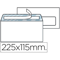 (500) Sobres LIDERPAPEL 115x225mm blanco americano nº 4 Tira silicona open system 90gr.(31917)