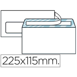 (500) Sobres LIDERPAPEL 115x225mm. Blanco nº 06 Tira silicona (31919) ventana izq.