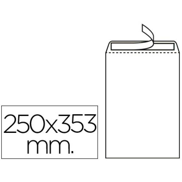(250) Bolsas LIDERPAPEL 353x250mm celulosa blanco nº10 90gr folio prolongado (31942)