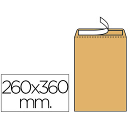(250) Sobres LIDERPAPEL Folio 260x360mm. blanco nº 12 Tira silicona  90gr. (31944)