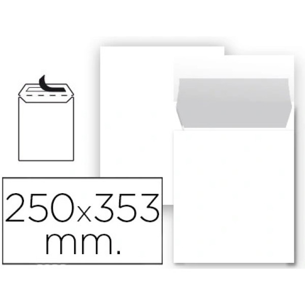 (25) Bolsas LIDERPAPEL 250x353mm offset blanco nº10, 90-120gr folio prolongado