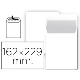 (25) Sobres LIDERPAPEL bolsa c5 162x228mm blanco nº 16 tira silicona, sin ventana, 90gr. (58646)
