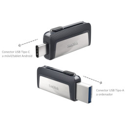 Pendrive SANDISK USB Dual Tipo-C Ultra 32GB conectores USB-A y USB-C, 150M/s, móvil Android