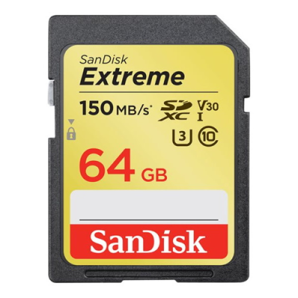 Tarjeta SDXC SANDISK Extreme 64GB UHS-I U3, Class V30, Class 10