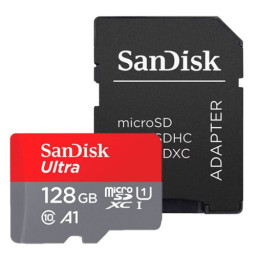 Tarjeta microSDXC SANDISK Ultra 128GB UHS-I Clase 10, 100MB/s, con adaptador a SD