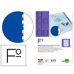 Separador LIDERPAPEL FOLIO  16 taladros 10 separadores / plastico