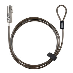 Cable seguridad TOOQ portátil con combinación 4díg ranura tipo Nano, acero 5,0mm/1.5m, gris oscuro