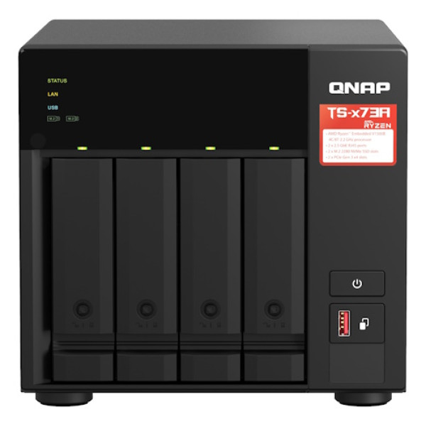 Servidor NAS QNAP TS-473A de 4 bahías - sobremesa AMD Ryzen V1500B a 2,2GHz, 8GB RAM